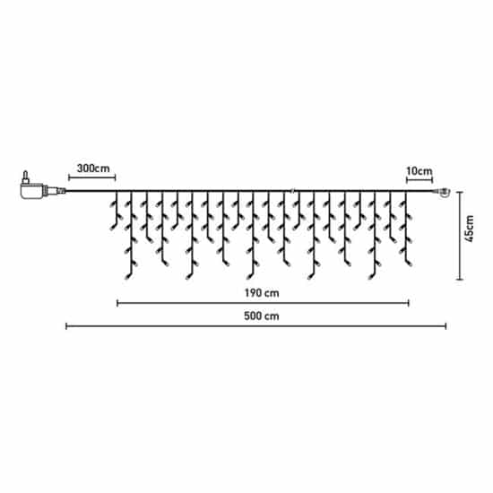 100 Λαμπακια Led Βροχη 190Χ45Cm Με Μετασχηματιστη Θερμο Λευκο Σταθερο Φως