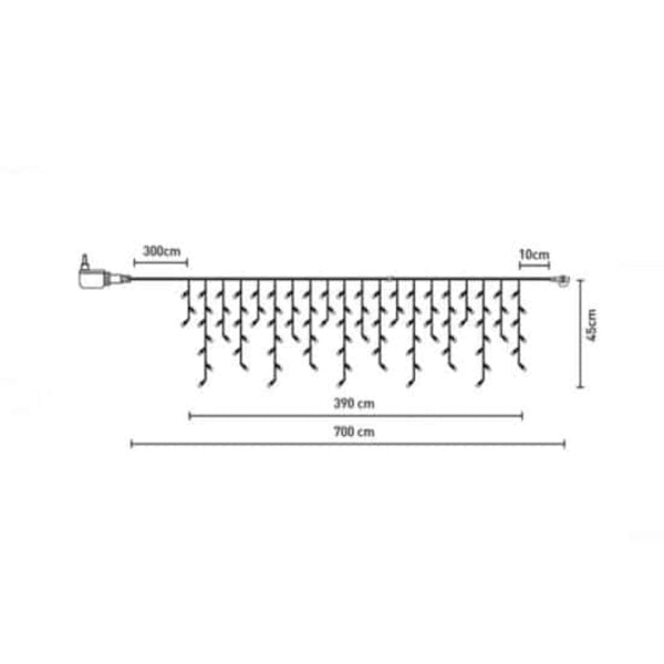 200 Λαμπακια Led Βροχη 390Χ45Cm Πολυχρωμα Σταθερο Φως