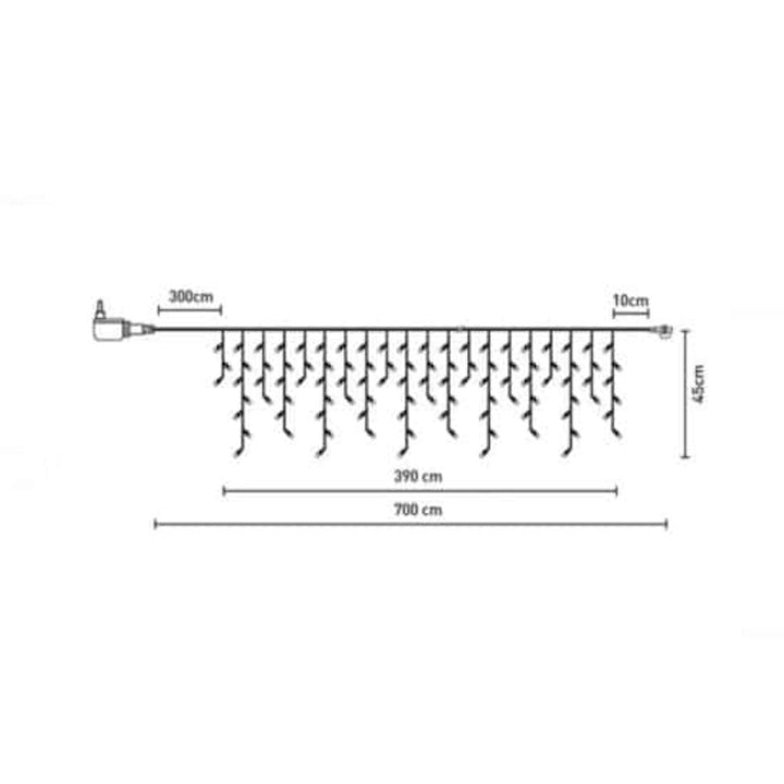 200 Λαμπακια Led Βροχη 390Χ45Cm Πολυχρωμα Σταθερο Φως