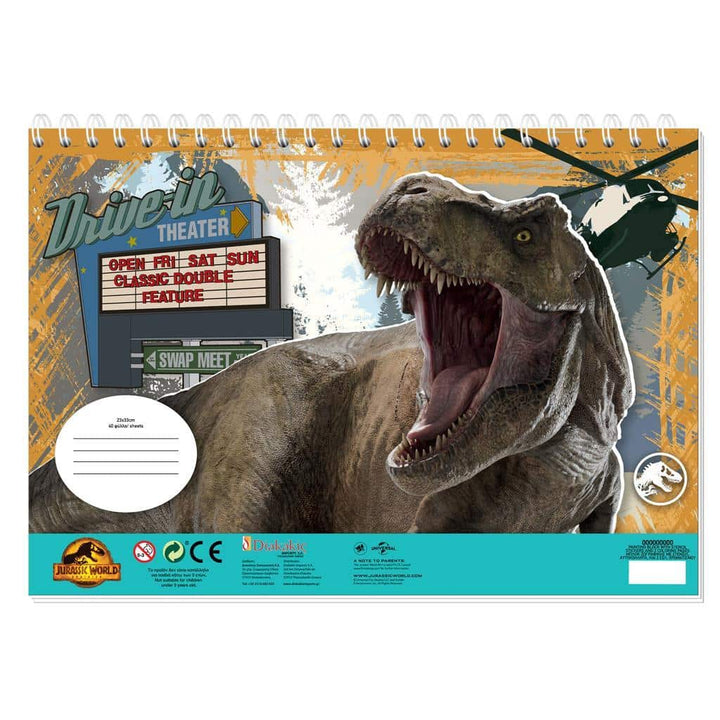 Μπλοκ Ζωγραφικης Jurassic 23X33 40Φυλλα Αυτοκολλητα-Στενσιλ- 2Σελ Χρ 2Σχ