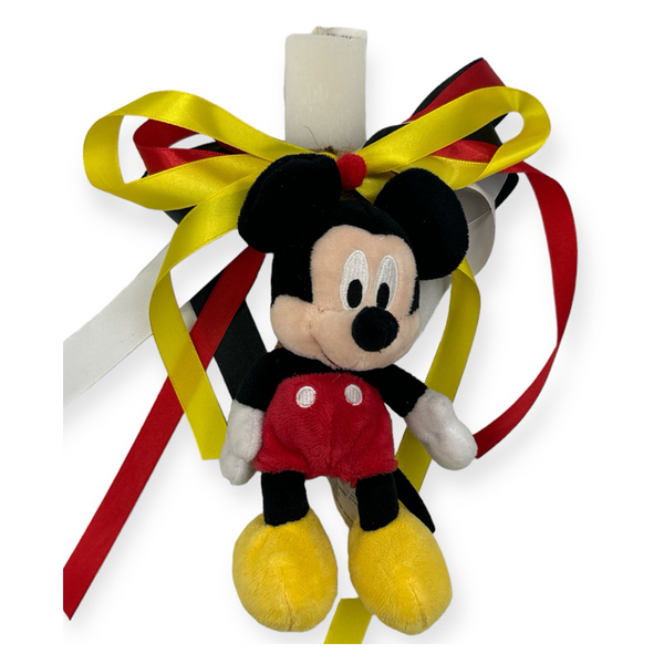 Λαμπάδα χειροποίητη πλακέ αρωματική Mickey λούτρινο 26 εκ