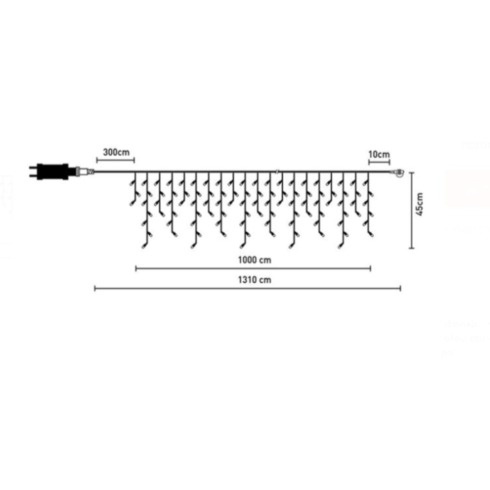 Trademarkt500 Λαμπάκια LED Βροχή Με Μετασχηματιστή Θερμό Λευκό Σταθερό Φως 10Χ0.45m Διάφανο Καλώδιοpapell.gr