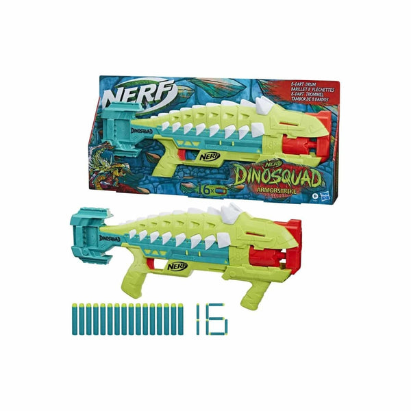 Hasbro Nerf Dinosquad Armostrike Dart Blaster,8-Dart Rotating Drum ,Drop Grip,16 Elite Darts,Anklyosaurus