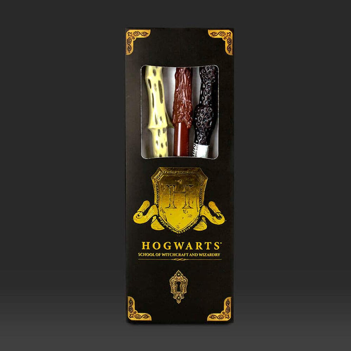 Harry Potter Triple Wand Pack Hogwarts Shield Σετ 3 Στυλο Ραβδια