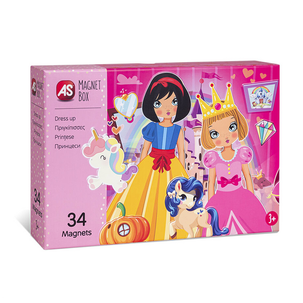 AS Magnet Box Πριγκίπισσες Dress Up Mix And Match 34 Εκπαιδευτικοί Χάρτινοι Μαγνήτες Για 3+ Χρονών