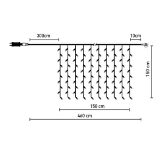 100 Λαμπακια Led Κουρτινα 150Χ150Cm Με Μετασχηματιστη Ψυχρο Λευκο Σταθερο Φως