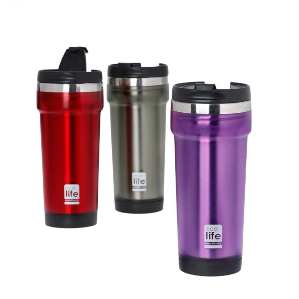 Ecolife Coffee Thermos Grey Plastic Outside 420 ml