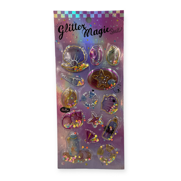 Αυτοκόλλητα puffy glitter magic κοχύλι