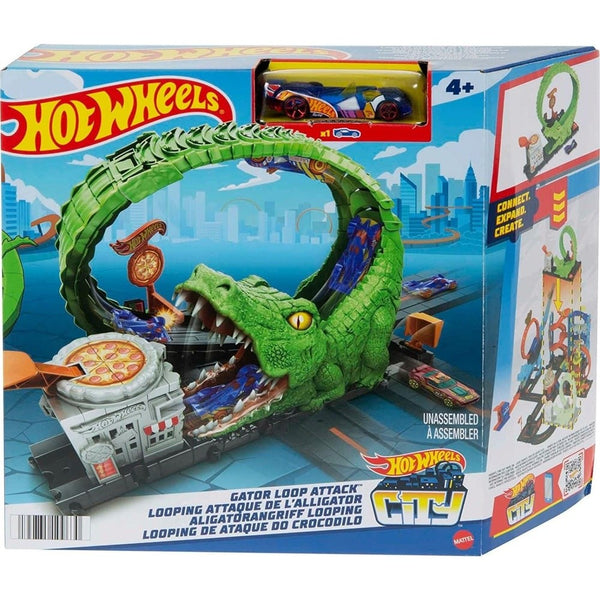 Mattel Hot Wheels Track Set With 1 Car Gator Loop Attack Πiστα Με Θηρiα