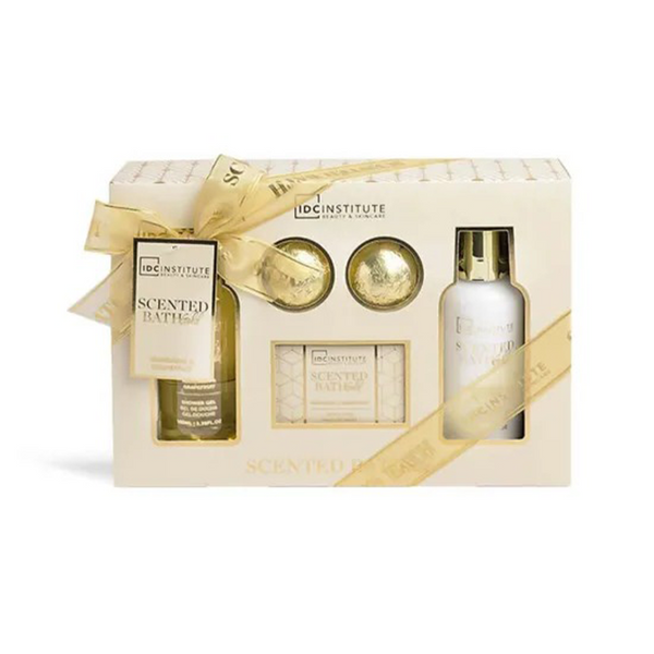 IDCIDC Institute Scented Bath Gold 5Pcs Mandarin And Grapefruit- Shower Gel 100ml & Body Lotion 100ml & Bath Salts 50gr & 2 Bath Bombs 30grpapell.gr