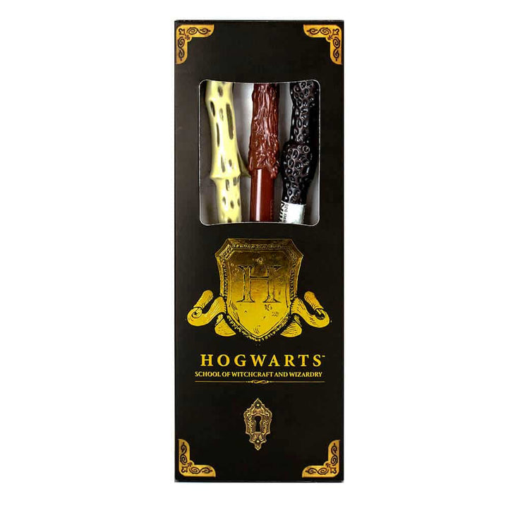 Harry Potter Triple Wand Pack Hogwarts Shield Σετ 3 Στυλο Ραβδια