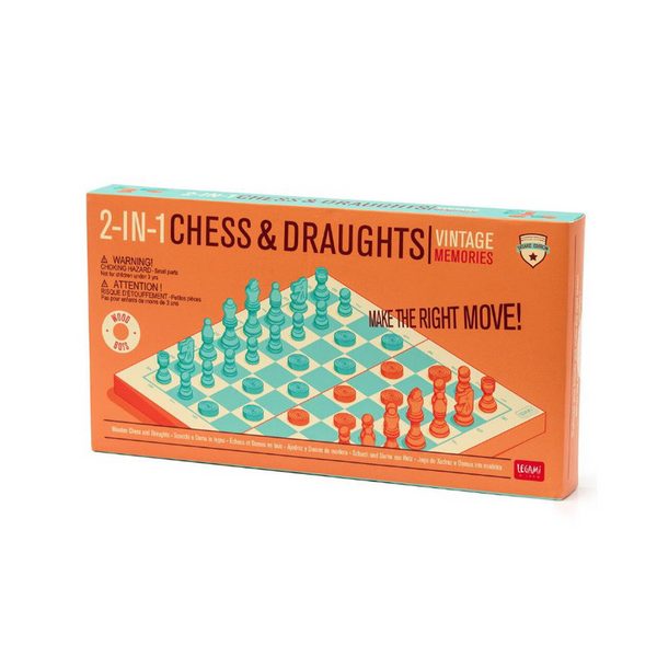 Legami Vintage Memories 2 In 1 Wooden Chess & Draughts