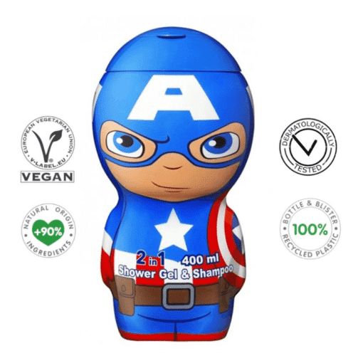 Air-Val International Marvel Captain America 2 In1 Shower Gel &Amp; Shampoo 400Ml Vegan